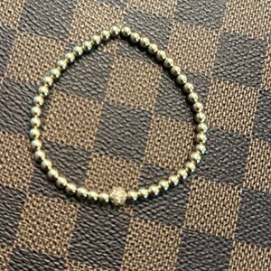 Karen Lazar 2mm YG Bracelet with 14k Gold Diamond Bead